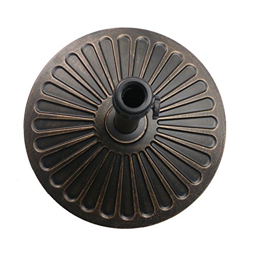 Sunnyglade 18" 30.2-lb Heavy Duty Round Patio Umbrella Base Antiqued Bronze | 30.2-Lb Resin Umbrella Base Keeps Patio Umbrellas Steady with An Elegant Bronze Finish, and 1.38"-1.8" Pole Fit