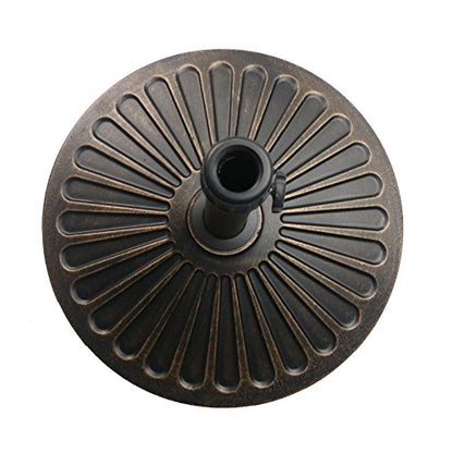 Sunnyglade 18" 30.2-lb Heavy Duty Round Patio Umbrella Base Antiqued Bronze | 30.2-Lb Resin Umbrella Base Keeps Patio Umbrellas Steady with An Elegant Bronze Finish, and 1.38"-1.8" Pole Fit