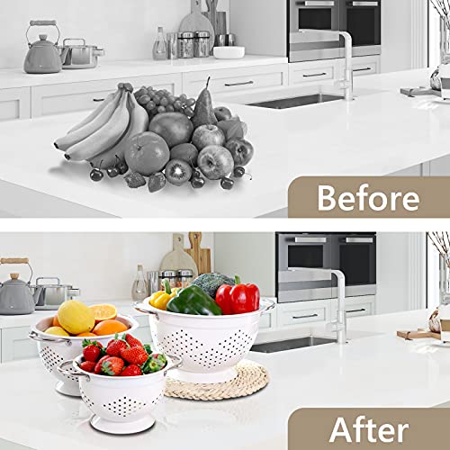 Colander Set for Kitchen, 1.5, 3, 5 Qt Food Strainers and Colanders | Stainless Steel Handle,Strainers and Colanders For Pasta, Vegetables, and Fruits, Coated Metal, Kitchen Essential