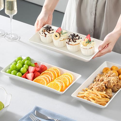 3 Tier Serving Trays for Party, Porcelain Serving... (3 Count | White | Porcelain)
