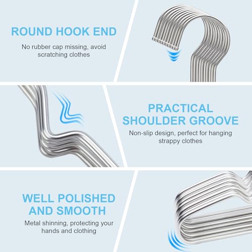 Coat Hangers 40 Pack Clothes Hangers, Seropy Metal Hanger Heavy Duty Wire Hangers with Non Slip Notch, Ultra Thin Stainless Steel Hanger Space Saving Clothing 16.5 Inch