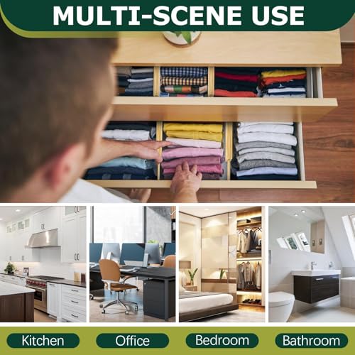 Kitchen Drawer Dividers 6 Pack Bamboo Drawer Organizers | 17-22" Adjustable, Spring Loaded, Expandable Utensil Organizer, Works in Kitchen, Dresser, Closet, Bathroom, Bedroom