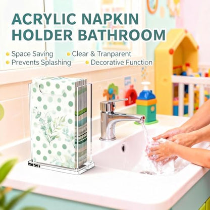 Acrylic Napkin Holder For Table,Vertical Guest Towel Dispenser | Paper Towel Holder,4mm Thick,Waterproof ,Stackable Hand Towel Box,for Bathroom,Kitchen Dining Table, Home ,Hotel,Modern Gift