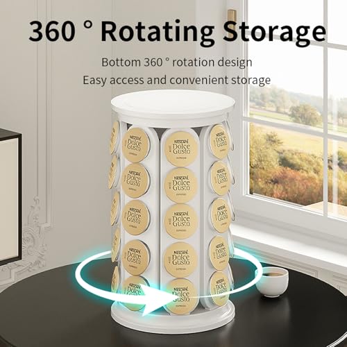 Coffee Pod Storage Compatible with Keurig Kcup Cafe Carousel, 360° Rotating K Cups Pods Carousel Holder, Kcup Storage Organizer Stand with 40 Keurig Kcup Pods (Black)
