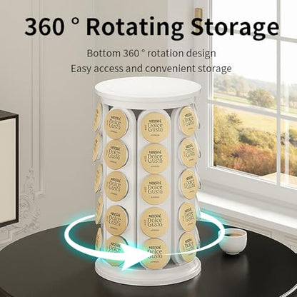 Coffee Pod Storage Compatible with Keurig Kcup Cafe Carousel, 360° Rotating K Cups Pods Carousel Holder, Kcup Storage Organizer Stand with 40 Keurig Kcup Pods (Black)