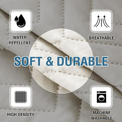 H.VERSAILTEX Armrest Covers for Sofa Water Resistant Couch Arm Covers Remote Control Holder Sofa Armrest Organizer for Magazine, Tablet, Phone, iPad(Set of 2, Ivory/Beige)