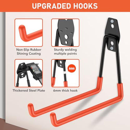 Garage Hooks, Anti-Slip Heavy Duty Wall Mount Hooks, 30-Pack | Hanging Storage for Bikes, Ladders, Hoses, Ropes, Garden Tools - For Warehouse, Workshop, Shed, Shop, Yard