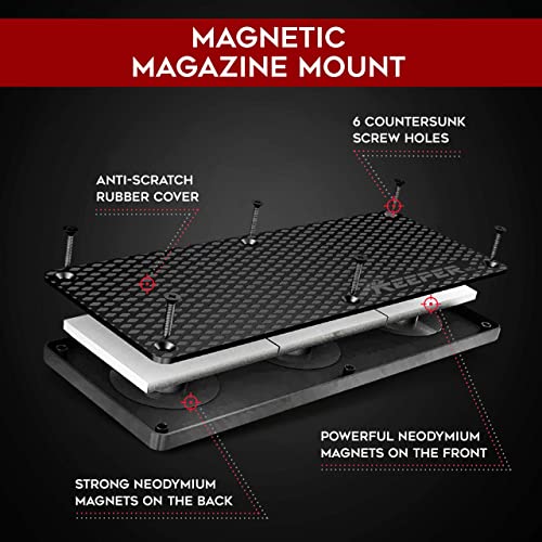 Magnetic Ammunition Holder for Gun Magazines and Clips, Organize Mount in Your Gun Safe, Locker Cabinet, Vault, Ultimate Ammo Storage Accessories for Handgun, Oistol and Rifle Mags, Black