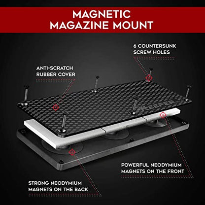 Magnetic Ammunition Holder for Gun Magazines and Clips, Organize Mount in Your Gun Safe, Locker Cabinet, Vault, Ultimate Ammo Storage Accessories for Handgun, Oistol and Rifle Mags, Black