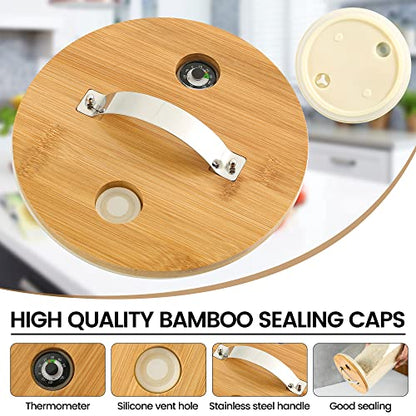 Rice Dispenser, Rice Storage Container：Flour and Cereal Container with Airtight Lid and Wooden Stand, Glass Food Storge Container for Kitchen Organization and Pantry Store (5L)