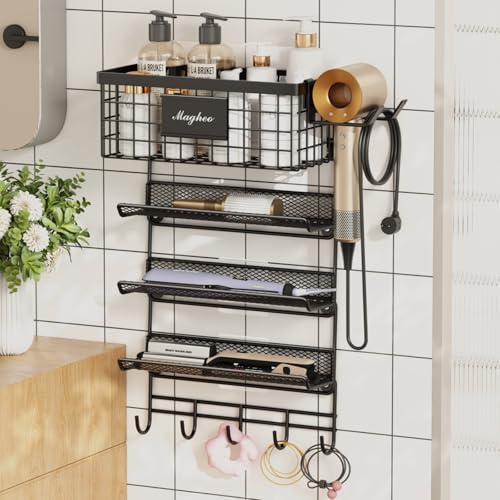 Hair Dryer Holder Wall Mounted, Adheisve Hair Styl... (Black | Carbon Steel)