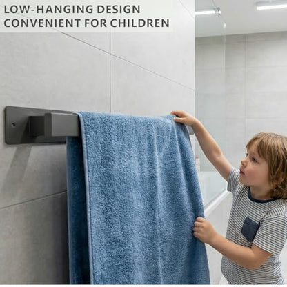 Bathroom Towel Bars,16-Inch Stainless Steel Towel Bar for Large Towel,Strong Self-Adhesive/Screws Wall Mounting,Rust-Proof,Towel Holder for Bathroom and Kitchen Storage (Grey)