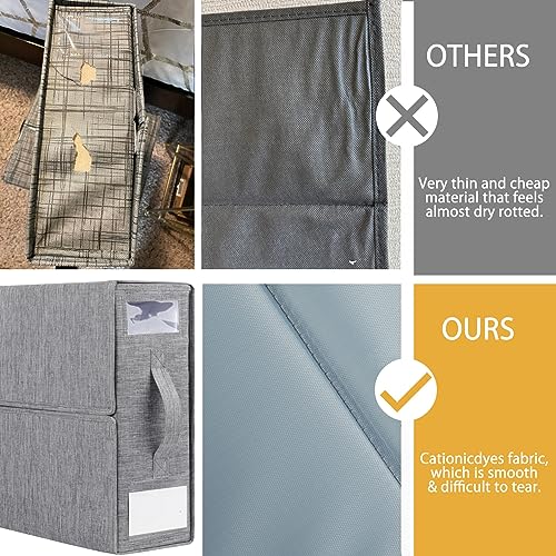 Cosybreeze Bed Sheet Organizers and Storage 2 Pack Foldable Linen Closet Organizer with Window - Full/Twin Size Bedding Storage for Duvet Cover, Bedding Clothes (Gray)