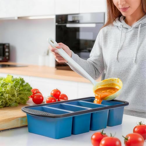 GORCI Silicone Soup Freezer Trays with Lids - 3 Pack, ½ cup, 1 cup, and 2 cup - Perfect Portion Control for Broth, Sauce & Meal Prep ，100% Platinum Silicone BPA-Free, Flexible, Dishwasher Safe