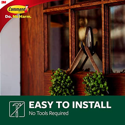 Command Outdoor Metallic Bronze Hooks, 3 Hooks, 4 Strips | Outdoor Hooks For Damage Free Hanging, Hang Wreaths, Signs, Thermometers, Artwork, And Decorations, Removes Cleanly