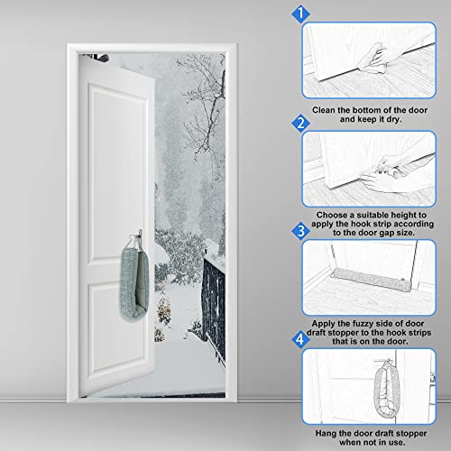 NABOWAN Weighted Door Draft Stopper — Triangular Under-Door Gap Filler for Gaps up to 3", Wind Noise Blocker, Energy Saver for Home Room Essentials, 30 Inch Gray