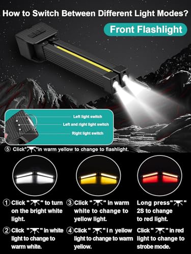 Gym Lamp, Portable Gym Lighting for Posing, Magnetic Work Light Rechargeable, 180°Rotate Foldable Camping Lamps with Hang Hook, Hiking Handheld LED Flashlight - Black