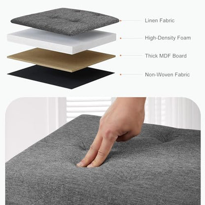 Sweetcrispy 30 Inch Folding Storage Ottoman Bench, Ottoman with Storage | Large Hidden Storage Chest with Padded Seat, Foot Rest Stool, End of Bed Bench for Bedroom, Living Room, Linen Fabric, Gray