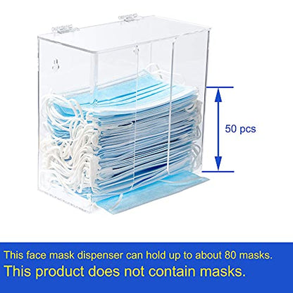 SEANADO Face Mask Dispenser Box Acrylic Glove Holder Hygiene Station with Lid for Disposable Emesis Bag, Shoe Cover and Hairnet，Wall Mount Holes or Tabletop Holder