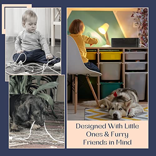 Large Cable Management Box - Cable Organizer Box and Power Strip Box for Electrical Cord Management - Hide Desk Cord and Floor Cables - Wire Storage and Organization for Cords | Mango Wood, Cable Organizer, Rustic Style, Modern Design, Desktop Storage