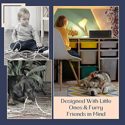 Large Cable Management Box - Cable Organizer Box and Power Strip Box for Electrical Cord Management - Hide Desk Cord and Floor Cables - Wire Storage and Organization for Cords | Mango Wood, Cable Organizer, Rustic Style, Modern Design, Desktop Storage
