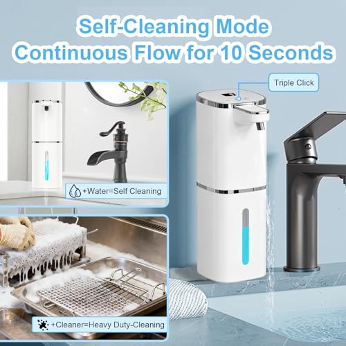 Automatic Liquid Soap Dispenser Touchless, USB Rechargeable Smart Hand Soap Dispenser, 9-Level Adjustable, Physical Button Operation, 13.5oz/400mL Wall Mounted for Bathroom Kitchen Dish Soap