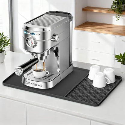 Silicone Coffee Mat with Raised Edges 19" x 12" – Waterproof Countertop Mat, Coffee Maker Pad, Espresso Machine Mat, Heat Resistant Dish Drying Mat