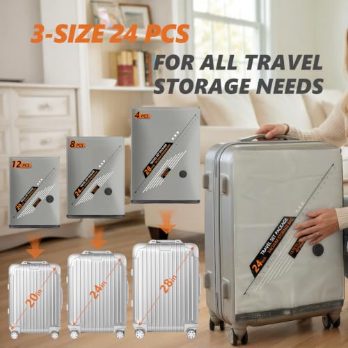 Rechargeable Wireless Pump Travel Vacuum Bags Set | Vacuum Storage Bags for Travel, Home, Vacuum Compression Packing Seal for Clothes Seasonal Storage 24 Combo Set