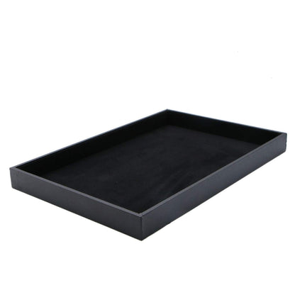 Velvet Jewelry Tray for Drawers Black Jewelrys Display Tray Stackable Jewelry Organizer Trays for Necklace Bracelet Ring Watch (1, Black)