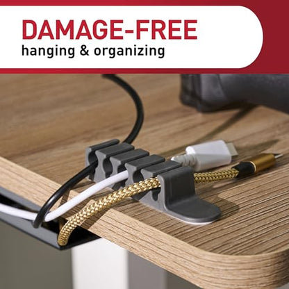 Command 5-Cord Clip Organizer, Black, 4 Clips, 8 Medium Strips | Cord Clip Organizer For Cable Mnagement, Keeps Electronic Cords Hidden, Good For Gaming Setups, Damage Free Cord Organizing