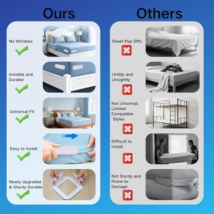 Upgrade Bed Sheet Holders for Corners, Lock Sheet Holders, Fasteners Sheet Keep Sheets Firm & Tight, Durable Heavy Duty Bed Fitted Sheet Clips, Sheet Locks, Fit All Mattress - 4Pcs White