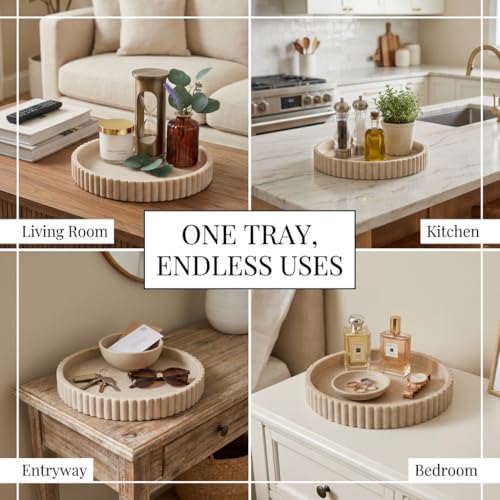 Round Decorative Tray Coffee Table Tray - Resin Circle Tray Decor | Coffee Table Decor for Living Room - Coffee Table Centerpiece Tray - Bandejas Decorativas - Decor Tray for Home Decor