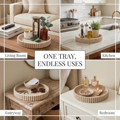 Round Decorative Tray Coffee Table Tray - Resin Circle Tray Decor | Coffee Table Decor for Living Room - Coffee Table Centerpiece Tray - Bandejas Decorativas - Decor Tray for Home Decor