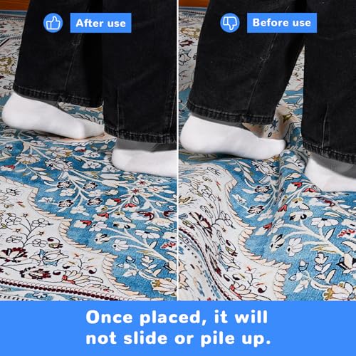 Non Slip Rug Pad Gripper 8X10 FT for Hardwood Floors, Eco-Friendly Anti Skid Mat Under Area Rugs, Keeps Rugs Safe and Flat, Odorless Cushioned Pad for Floor Protection, Easy to Trim Multi-Use Mat