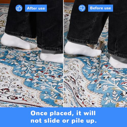 Non Slip Rug Pad Gripper 8X10 FT for Hardwood Floors, Eco-Friendly Anti Skid Mat Under Area Rugs, Keeps Rugs Safe and Flat, Odorless Cushioned Pad for Floor Protection, Easy to Trim Multi-Use Mat