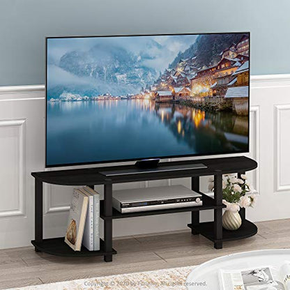 Furinno Turn-S-Tube Wide TV Entertainment Center, Espresso/Black | Toolless Entertainment Center with Open Storage Shelves, Media Console Table with Soundbar Shelf for Living Room, Bedroom