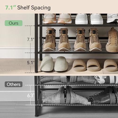 Nunsino Shoe Rack for Closet,5 Tier Shoe Organizer for Entryway,Shoe Shelf with Storage Shelves and Spacious Top,Max Holds 20 of Shoes,Rustic Brown