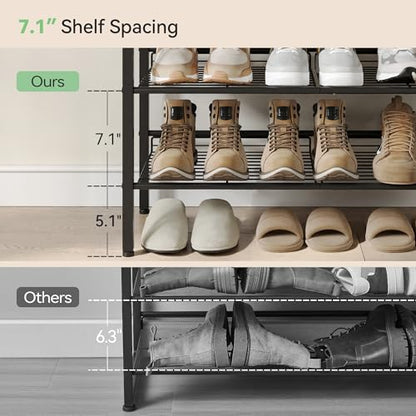 Nunsino Shoe Rack for Closet,5 Tier Shoe Organizer for Entryway,Shoe Shelf with Storage Shelves and Spacious Top,Max Holds 20 of Shoes,Rustic Brown