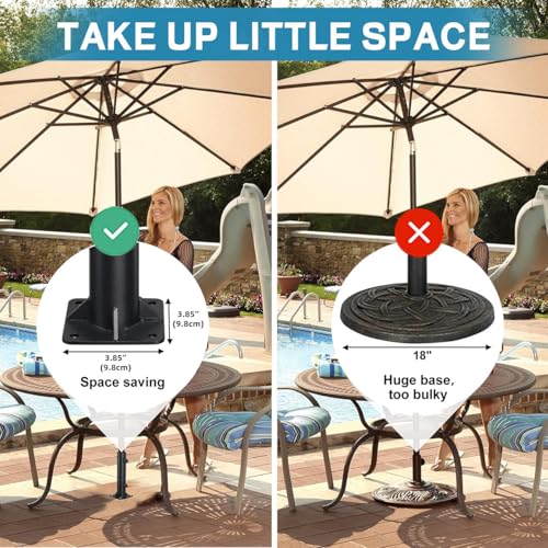Patio Umbrella Base, Heavy Duty Deck Umbrella Mount, Outdoor Umbrella Flag Pole Holder Stand Base for 1"-1.8" Pole, Umbrella Base for Pool, Entryway, Patio Table, Balcony, Decks, Docks, Backyard 1PC