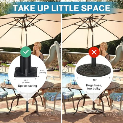 Patio Umbrella Base, Heavy Duty Deck Umbrella Mount, Outdoor Umbrella Flag Pole Holder Stand Base for 1"-1.8" Pole, Umbrella Base for Pool, Entryway, Patio Table, Balcony, Decks, Docks, Backyard 1PC