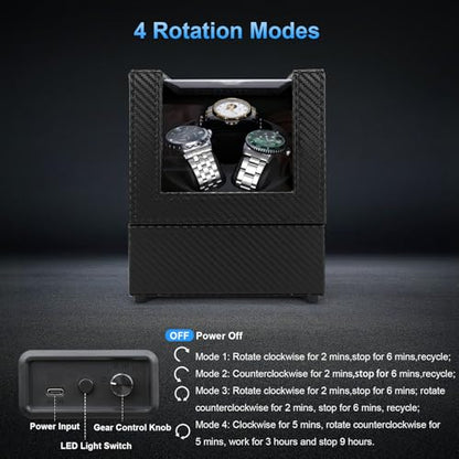 3 Watch Winder Box for Automatic Watch,Ultra Quiet,4 Rotation Modes