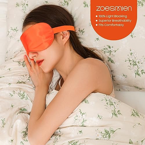 Sleep Mask, 100% Mulberry Silk, Vitality Orange | 6A Mulberry Silk, lightweight breathable, hyaluronic acid infused, full light blocking, adjustable strap, luxury gift set