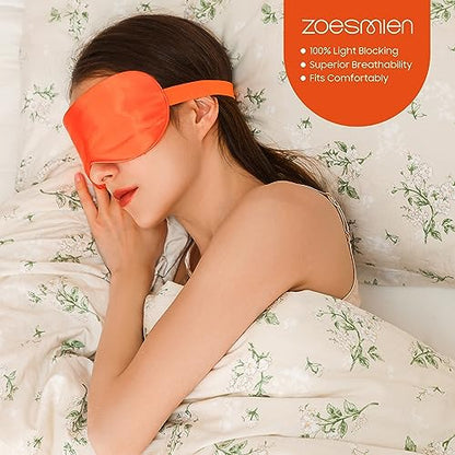 Sleep Mask, 100% Mulberry Silk, Vitality Orange | 6A Mulberry Silk, lightweight breathable, hyaluronic acid infused, full light blocking, adjustable strap, luxury gift set