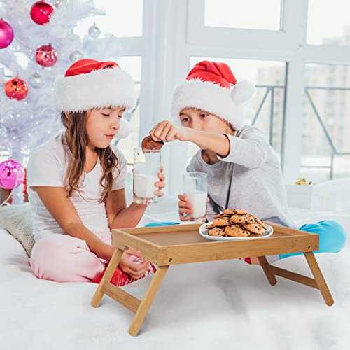 Artmeer FSC 100% Bamboo Bed Tray with Folding Legs, Medium, Natural | FSC 100% bamboo bed tray with folding legs, handles and raised edges for meals, laptops, reading and serving in bed.