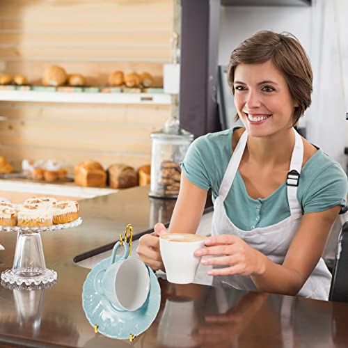 8 Pieces Tea Cup and Saucer Display Holder Rack Me... (Gold | Metal)