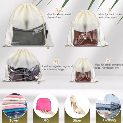 16 Pcs Dustproof Drawstring Bags Purse Dust Storage Bags for Handbags Covers Non Woven Fabric Cloth Pouch String Packing Organizer Shoe Pouch