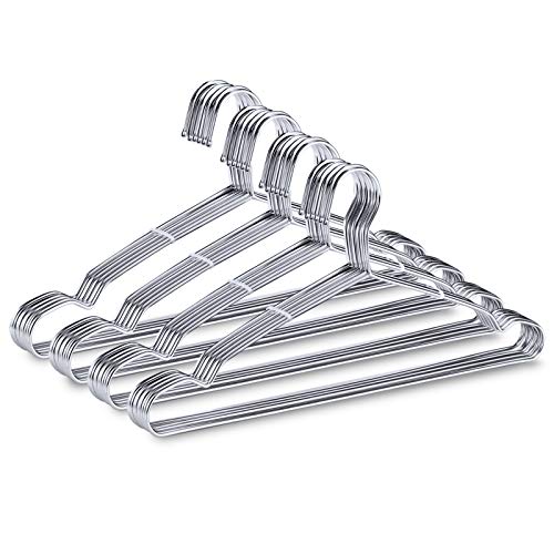 40-Pack Heavy-Duty Stainless Steel Hangers – 15lb Capacity, Rustproof Metal Closet Hangers with Notched Design for Straps, Ideal for Home, Dorm, Laundry & Outdoor Use, Silver