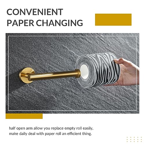 Toilet Paper Holder, Brushed Dark Gold, 304 Stainless Steel | Right-Side Open Design, One-Hand Roll Changes, Raised End Cap, Regular, Large & Mega Roll Fit, Guest Bathroom & Washroom Use