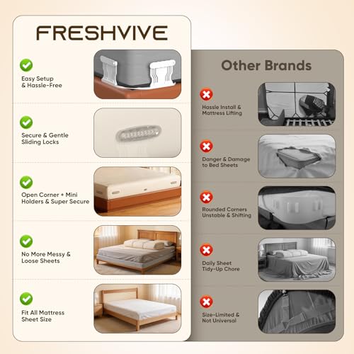 Sheet Holders, 8Pcs Secure Bed Sheet Holders for Corners & Sides with Heavy Duty Bed Lock, Keep Sheets Firm & Tight, No More Loose Bedding, Universal Fit, Easy Installation