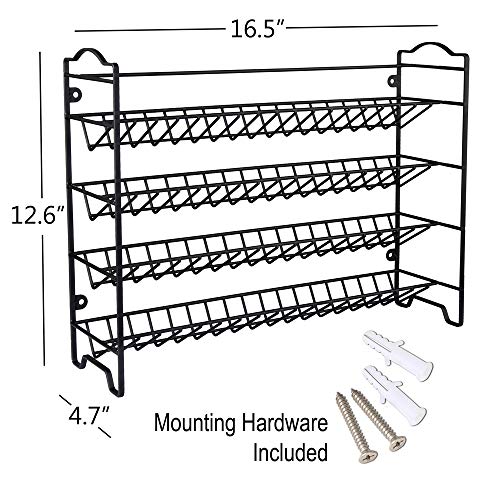 Spice Rack Organizer with 36 Spice Jars 4 oz, 396 Spice Labels | Chalk Marker, Funnel Set, Spice Organizer for Cabinet, Countertop, Pantry, Cupboard & Wall Mount, 16.5" W × 12.6" H, Black